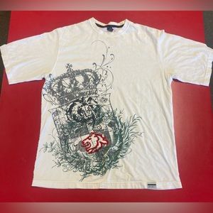 Sean John Royalty and Lion Graphic White T-Shirt Size Large